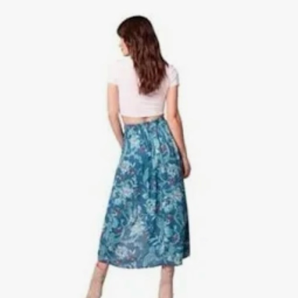 Band of the Free Deep Teal Floral Celene Side Drape Skirt NWT - Picture 2 of 6